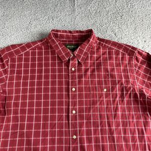 Eddie Bauer Shirt Mens 2XL XXL‎ Red Check Button Up Long Sleeve Casual Work